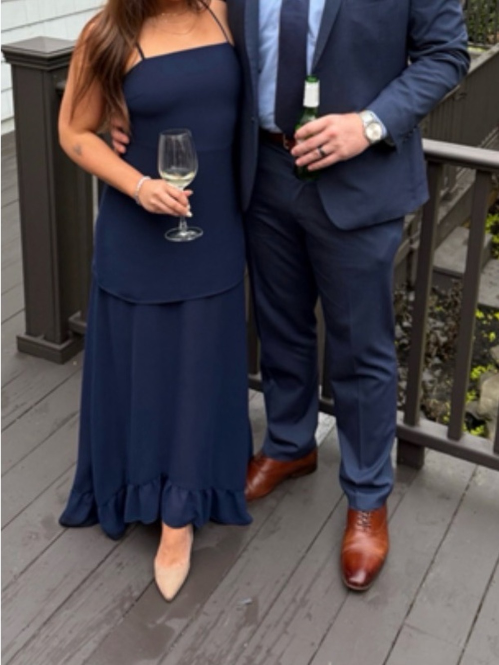 Lulu's Navy Blue Maxi Chiffon Dress